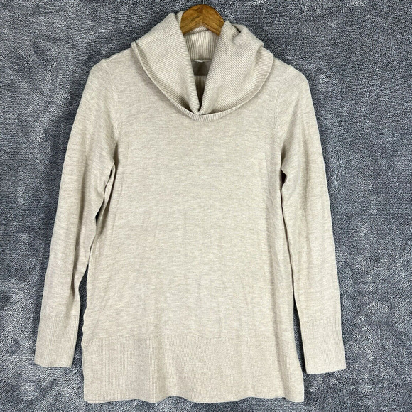 LOFT Sweaters - LOFT Sweater Women’s Small Beige Cowl Neck Long Sleeve Knit Pullover Tunic Top